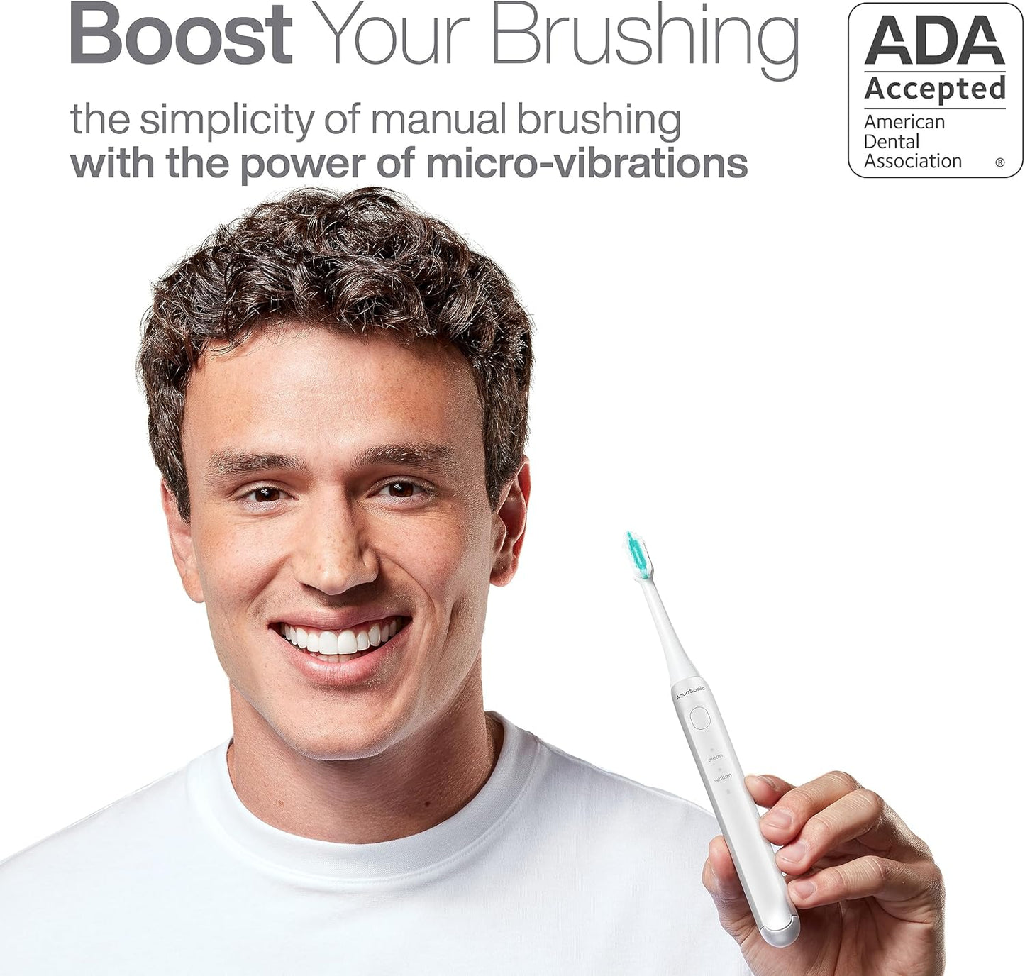 Aquasonic Icon ADA-Accepted Rechargeable Toothbrush | Magnetic Holder & Slim Travel Case | 2 Brushing Modes & Smart Timers | Gentle Micro-Vibrations (Pearl)-Velvo Beauty