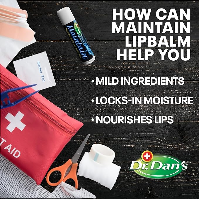 Dr. Dan's Maintain Lip Balm - Perfect for Everyday and Cortibalm aftercare, Mild Ingredients & Beeswax, Vitamin E Enriched for Moisturizing Dry Lips, Ensures Smooth, Soft Feel, 3 Pack-Velvo Beauty