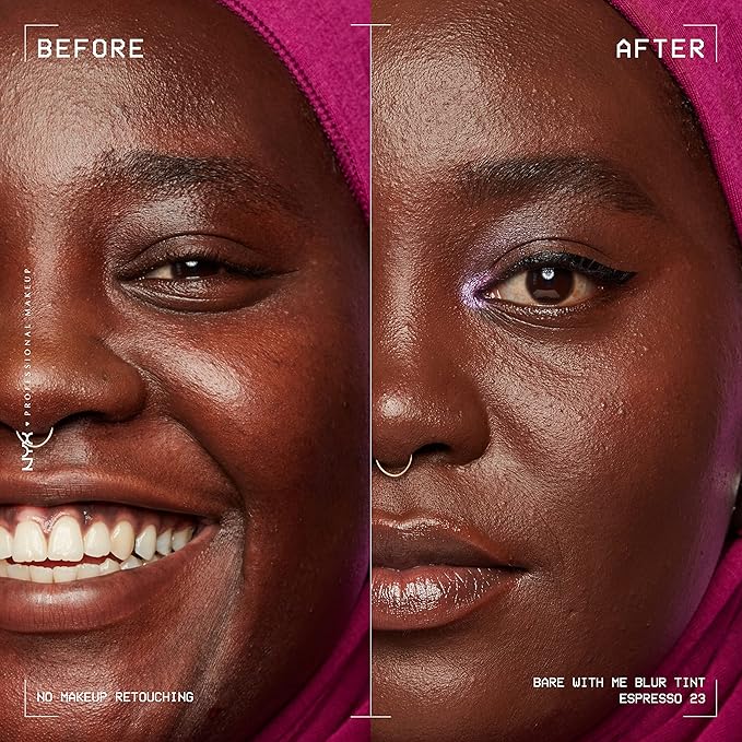 NYX PROFESSIONAL MAKEUP Bare With Me Blur Skin Tint Foundation Make Up with Matcha, Glycerin & Niacinamide - Espresso-Velvo Beauty