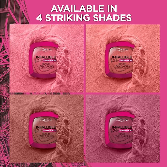 L'Oreal Paris Infallible Up to 24H Fresh Wear Soft Matte Blush, Blendable, Long-Lasting and Waterproof Cheek Make Up, Daring Rosewood 20, 0.31 Oz-Velvo Beauty
