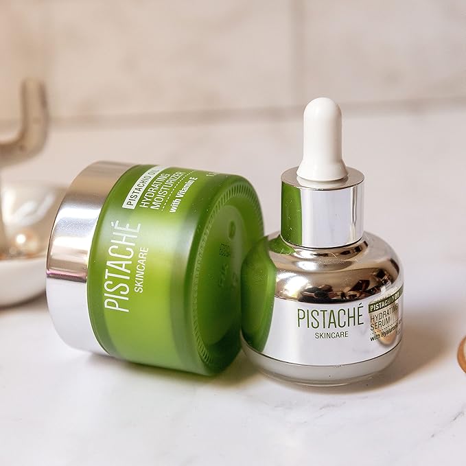 Pistaché Skincare Pistachio Oil Dewy Face Beauty Duo Set + Hyaluronic Acid Face Serum & Face Moisturizer + Hydrates and Nourishes + Vitamin E + Antioxidant-Velvo Beauty