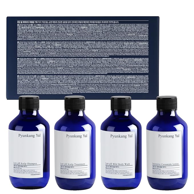 PYUNKANG YUL Hair&Body Travel Kit | Shampoo, Conditioner, Body Wash, Lotion, Spa Kit, 4 items | Low pH, Moisturizing, Soothing, Refreshing, Fragrance Free | Korean Skin Care | 3.38 Fl.Oz. x 4ea-Velvo Beauty