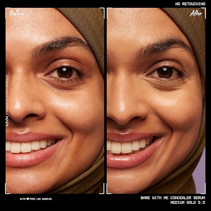 NYX PROFESSIONAL MAKEUP Bare With Me Concealer Serum, Up To 24Hr Hydration - Medium Golden-Velvo Beauty