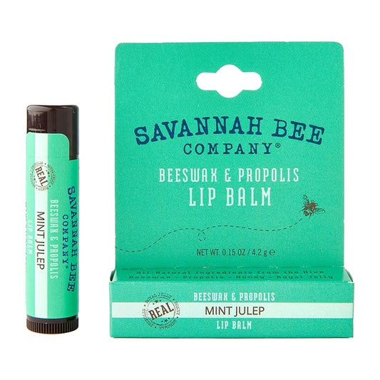 Savannah Bee Mint Julep Lip Balm 0.15 oz - Invigorating Mint Flavor - Natural Ingredients for Supple, Soft Lips - Convenient Hanger Design-Velvo Beauty