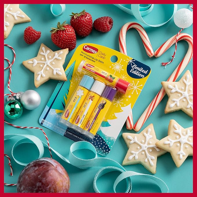 Carmex Lip Balm Limited Edition Holiday Packs: Carmex Daily Care Sticks, 4 count (1 pack), Carmex Medicated Jars, 3 Count (1 pack)-Velvo Beauty