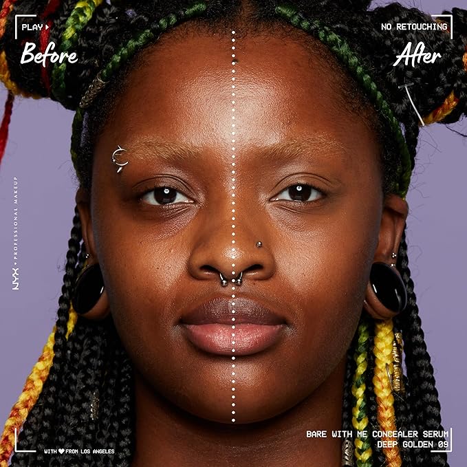 NYX PROFESSIONAL MAKEUP Bare With Me Concealer Serum, Up To 24Hr Hydration - Deep Golden-Velvo Beauty