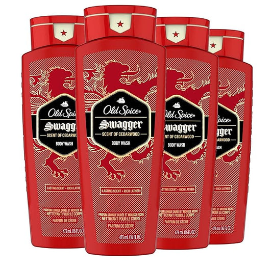 Old Spice Men's Body Wash Swagger Scent, 24/7 Shower Freshness, 16 Fl Oz (Pack of 4)-Velvo Beauty