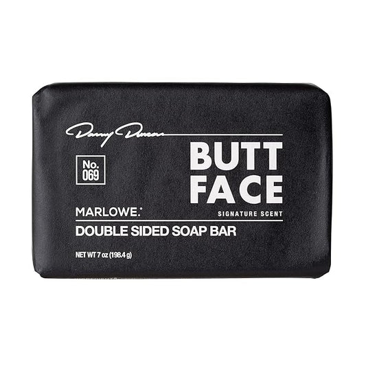 MARLOWE. No. 069 Butt Face Mens Soap, 7 Oz, Double Sided Moisturizing & Body Exfoliator Bar Soap with Pumice & Apricot Seed Powder, Crisp Sea Air, Fresh Sage + Cedarwood Scent-Velvo Beauty
