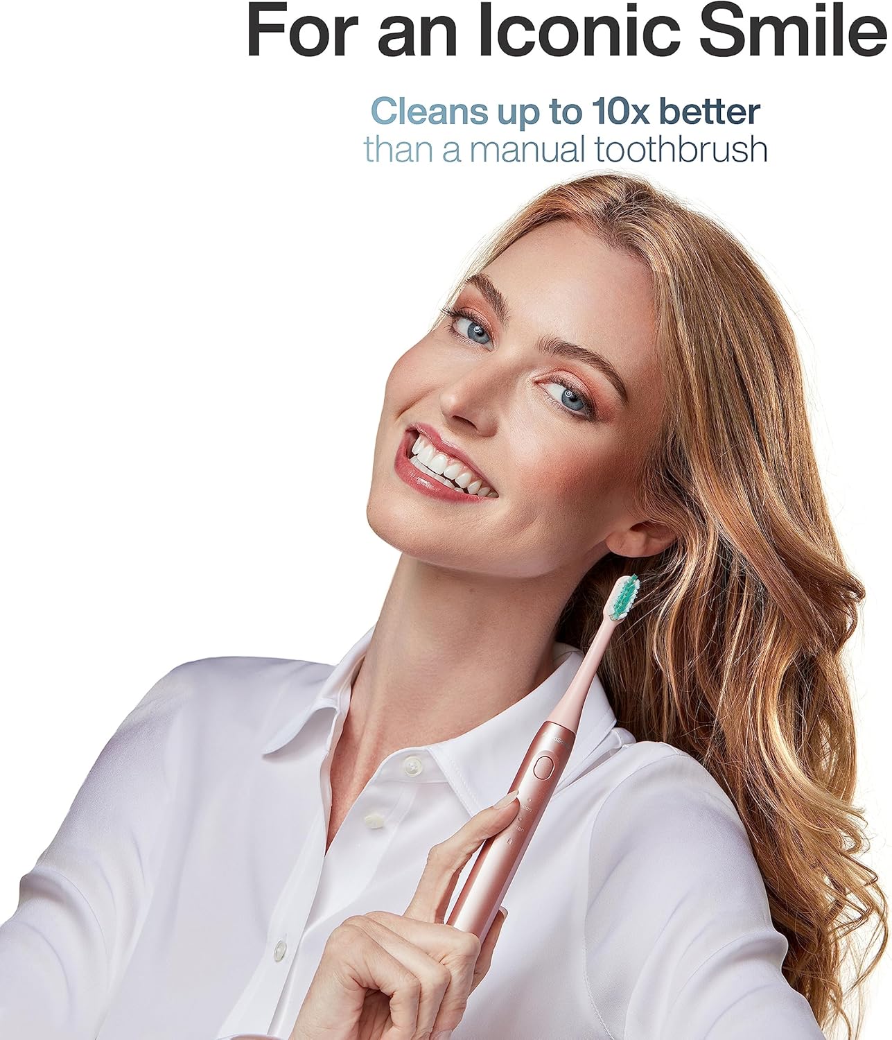 Aquasonic Icon ADA-Accepted Rechargeable Toothbrush | Magnetic Holder & Slim Travel Case | 2 Brushing Modes & Smart Timers | Gentle Micro-Vibrations (Blush)-Velvo Beauty