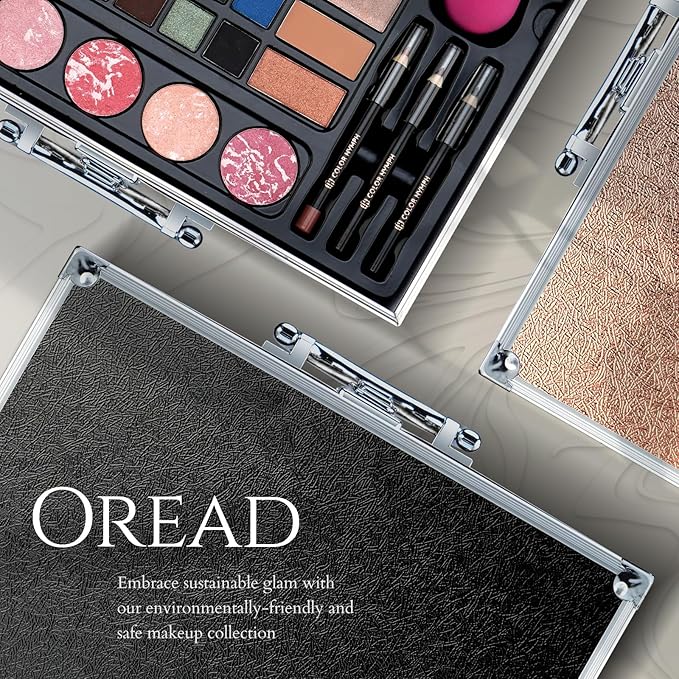 Makeup Kit For Women,All in One Makeup Gift Set for Girls in Cosmetic Train Case (Black) With Mirror,Full Starter Cosmetic Kit Includes Eyeshadow Palette,Lipgloss,Blushes-Velvo Beauty