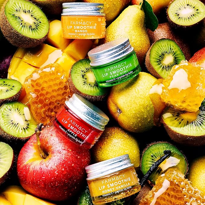 Farmacy Peptide Lip Balm - Lip Smoothie Hydrating Lip Balm with Vitamin C to Visibly Plump + Smooth Lip Lines - Nourishing Lip Treatment with a High-Gloss Finish - Mango (10g)-Velvo Beauty