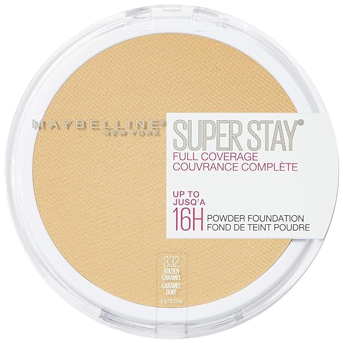 Maybelline Super Stay Full Coverage Powder Foundation Makeup, Up to 16 Hour Wear, Soft, Creamy Matte Foundation, Golden Caramel, 1 Count-Velvo Beauty