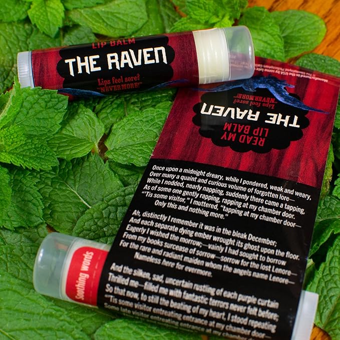 Read My Lips Lip Balm - Excerpt of Poe's Raven Under the Label - Peppermint Flavored, Cruelty-Free and Made in the USA from Natural and Imported Ingredients-Velvo Beauty
