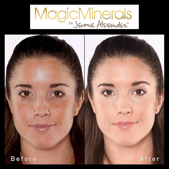 Jerome Alexander MagicMinerals Pressed Mineral Powder Set with Mirror Compact, Extending Lash Mascara, Professional Stubby Brush & Blending Sponge (Medium)-Velvo Beauty