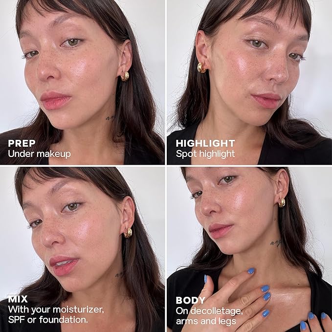 Saie Mini Glowy Super Gel - Hydrating Makeup Primer and Illuminating Glow Serum Enriched with Vitamin C and Squalane Oil - All-Over Liquid Highlighter Makeup for Instant Glass Skin - Sunglow (0.5 oz)-Velvo Beauty