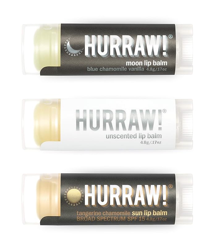 Hurraw! Moon Night Treatment, Unscented, Sun (Zinc Oxide SPF15) Lip Balms, 3 Pack Bundle: Organic, Certified Vegan, Cruelty & Gluten Free. Non-GMO, All Natural. Bee, Shea, Soy & Palm Free. Made in USA-Velvo Beauty