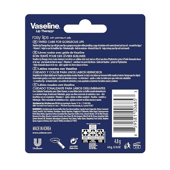 Vaseline Lip Therapy Care Rosy, Fast-Acting Nourishment, Ideal for Chapped, Dry, Cracked, or Damaged Lips, Lip Balm, 20-Pack, 0.16 Oz Each-Velvo Beauty