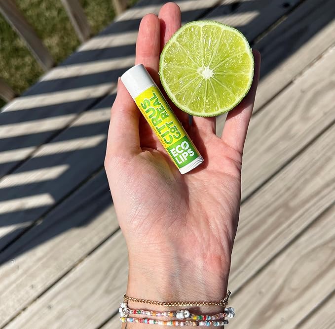 Eco Lips Freshly Squeezed Organic Fruit Lip Balms - Citrus Got Real (Lemon/Lime), Melondramatic (Watermelon), Jam Packed (Strawberry) Plastic-Free Plant Pod 6-pack by Eco Lips 100% Natural.-Velvo Beauty