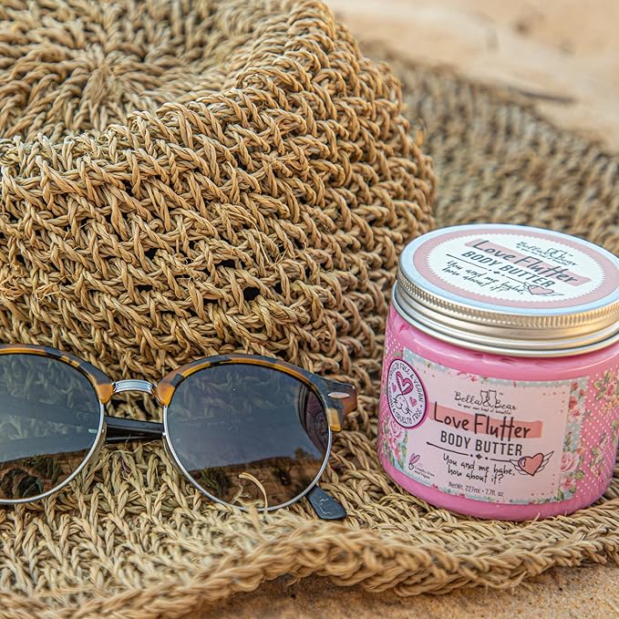 Bella and Bear Love Flutter Body Butter, Hydrating Formula, Soften & Prevent Scars, Stretch Mark Cream, 6.7oz x 12 Bulk-Velvo Beauty