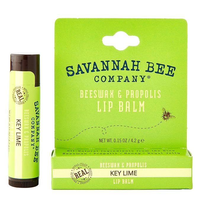 Savannah Bee Lip Balm Hanger 0.15 oz - Invigorating Mint Flavor - Natural Ingredients for Supple, Soft Lips - Convenient Hanger Design (.15 Oz, Key Lime)-Velvo Beauty