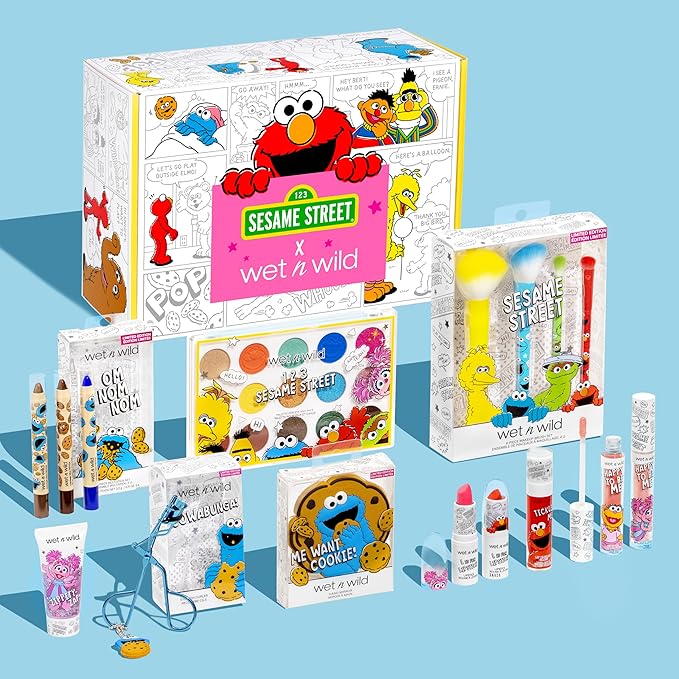 wet n wild Sesame Street Limited Edition PR Box - Makeup Set with Versatile Brushes, Vibrant Buildable & Blendable Palettes & Lip Glosses for Unique Looks, Cruelty-Free & Vegan-Velvo Beauty