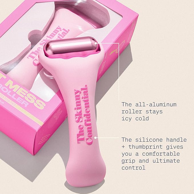 The Skinny Confidential HOT Mess Ice Roller for Face - Facial Roller Skincare Tools Contour, Tighten & De-Puff Skin - Self Care Beauty Gift for Women & Men for Clear, Radiant & Smoother-Looking Skin-Velvo Beauty