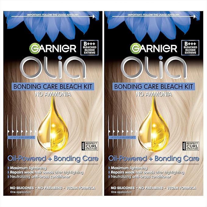 Garnier Hair Color Olia Ammonia-Free Brilliant Color Oil-Rich Permanent Hair Dye, B+++ Bleach Blonde Extreme, 2 Count (Packaging May Vary)-Velvo Beauty
