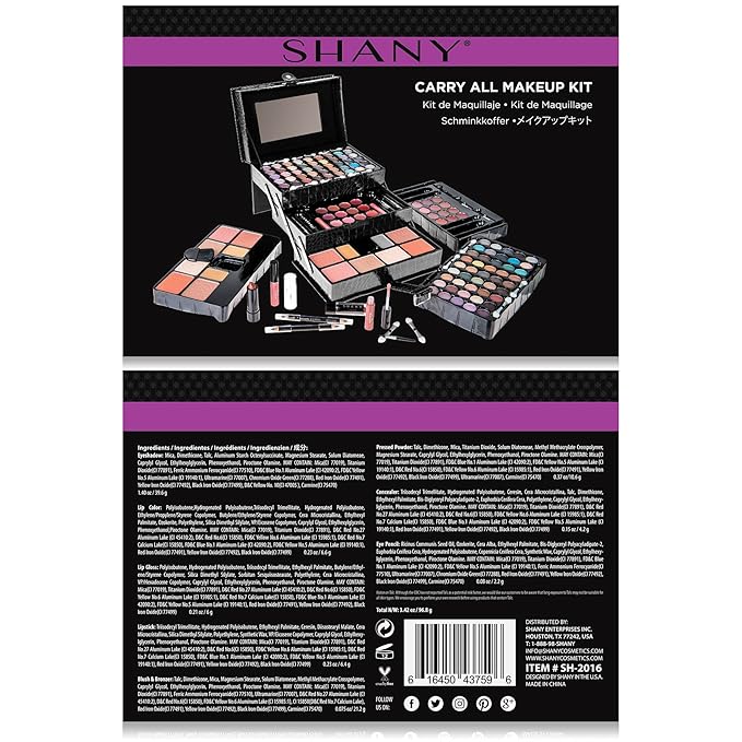 SHANY All In One Makeup Kit (Eyeshadow, Blushes, Face Powder, Lipstick, Eye liners, Makeup Pencils and Makeup Mirror - Makeup Set With Reusable Makeup Storage Box - Black-Velvo Beauty