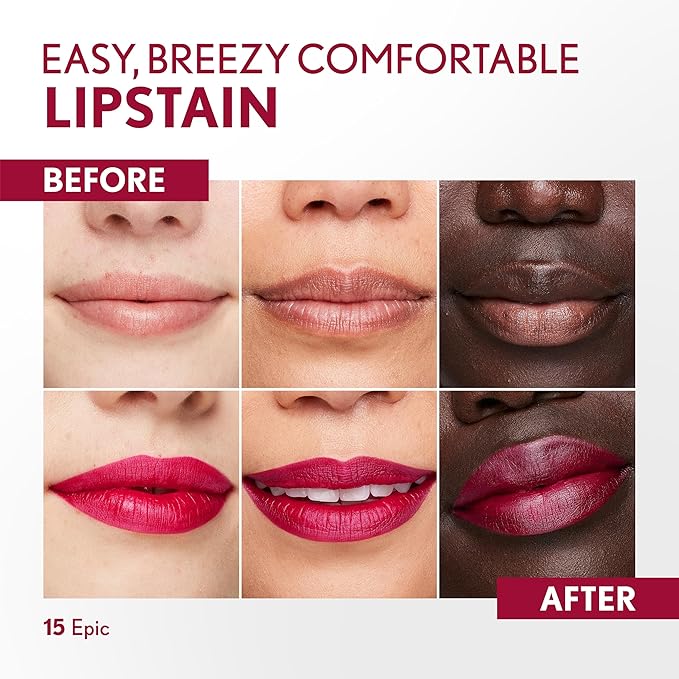COVERGIRL Outlast, 15 Epic, Lipstain, Smooth Application, Precise Pen-Like Tip, Transfer-Proof, Satin Stained Finish, Vegan Formula, 0.06oz-Velvo Beauty