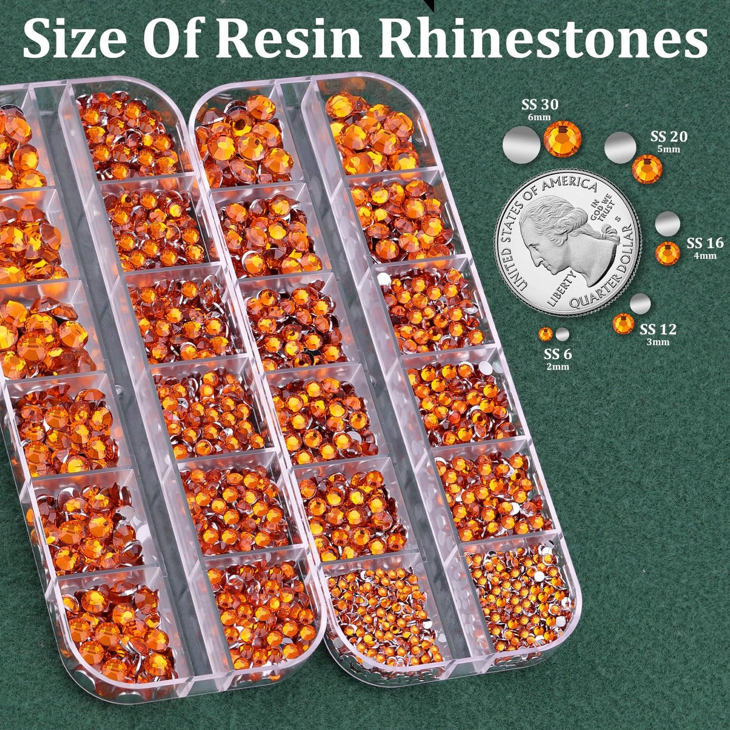 Resin Rhinestones for Crafting with B7000 Jewelry Glue, 2 Boxes Orange Flatback Crystals with 3Pcs 10ml Glue for Bedazzling Crafts DIY Nail Art Makeup，Non Hotfix Gems for Clothing Shoes-Velvo Beauty