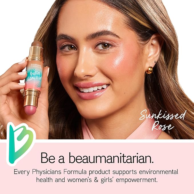Physicians Formula Butter Glow & Go Multiuse Stick, Ultra-Creamy Radiant Finish Formula with Murumuru Butter, Vegan & Cruelty-Free- Sunkissed Rose-Velvo Beauty