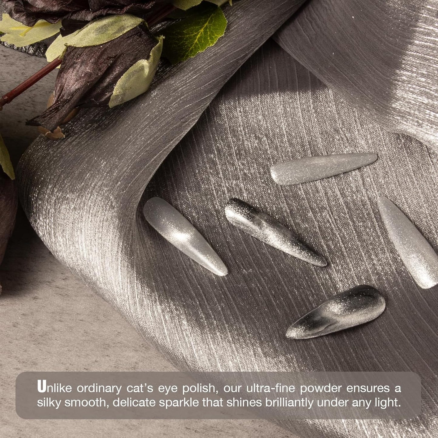 Cat Eye Gel Nail Polish with Magnet Stick, 15ml Magnetic Gel, Create Stunning Cat Eye Effects for DIY Manicures, Long-Lasting, Salon-Quality Finish, Silver Glow-Velvo Beauty