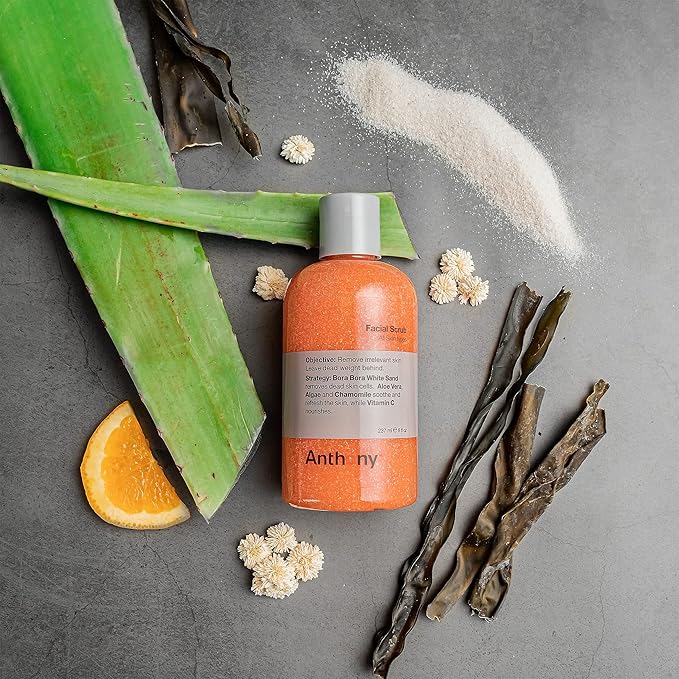 Anthony Facial Scrub – Men’s Exfoliating Face Wash with Vitamin C, Aloe, Chamomile and Algae for Deep Cleansing and Detoxifying 8 Fl Oz-Velvo Beauty