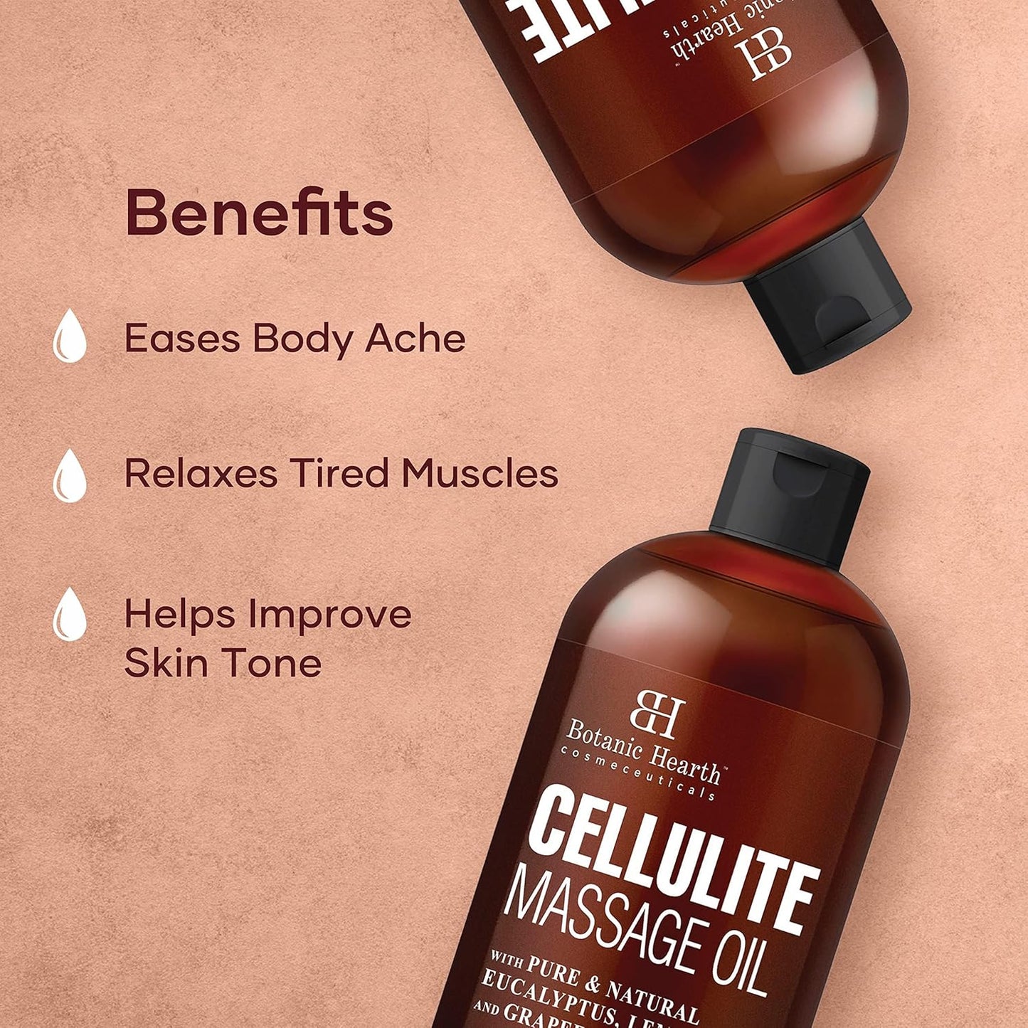 Botanic Hearth Anti Cellulite Massage Oil | Cellulite Oil for Thighs and Butt Firming | Unique Blend of Massage Essential Oils | Improves Skin Tone, Skin Firmness & Tightness | 8 Fl Oz-Velvo Beauty