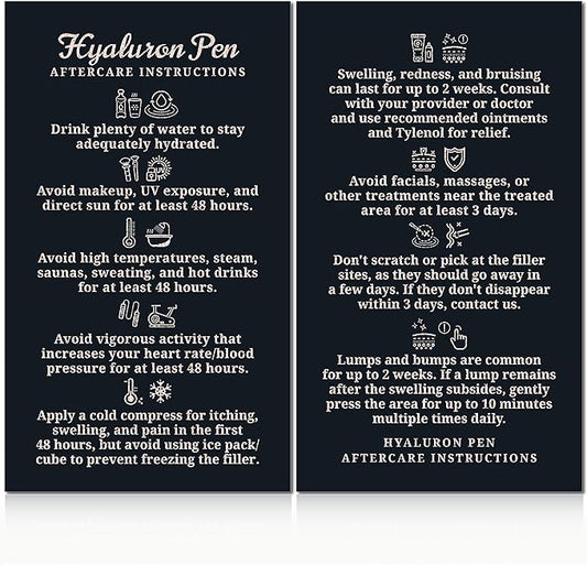 100 Pack - Premium Hyaluron Pen Lip Filler Aftercare Instructions Card 2 x 3.5" Accessories Supplies Kit Care - HP20A100_N-Velvo Beauty