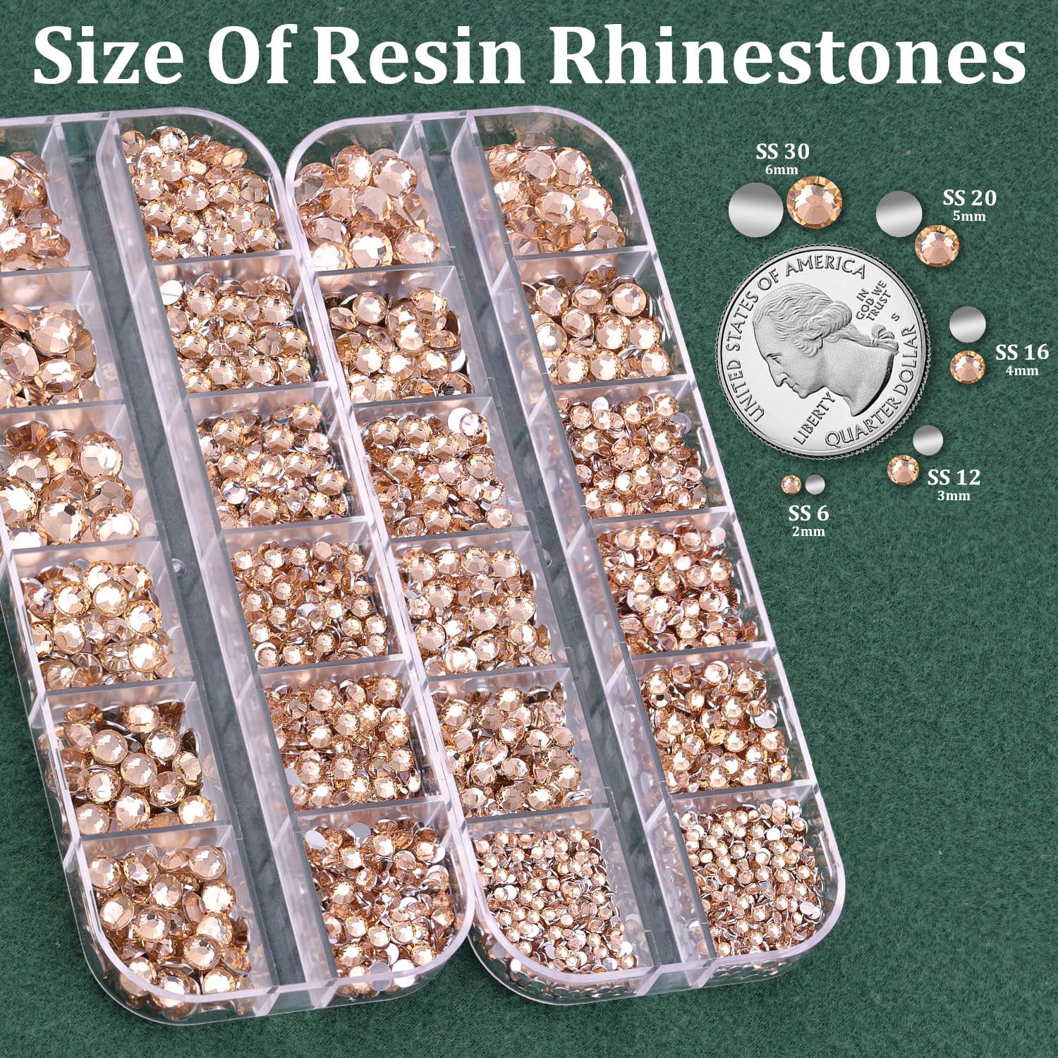 Resin Rhinestones for Crafting with B7000 Jewelry Glue, 2 Boxes Champagne Flatback Crystals with 3Pcs 10ml Glue for Bedazzling Crafts DIY Nail Art Makeup，Non Hotfix Gems for Clothing Shoes-Velvo Beauty