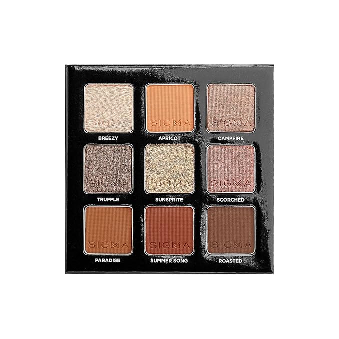 Sigma Beauty On-the-Go Eyeshadow Palette - Fiery - 9 Bold Eyeshadow Shades in Matte, Shimmer and Metalic Finishes - Highly Pigmented Vegan Eye Makeup Palette - Clean Beauty Products-Velvo Beauty