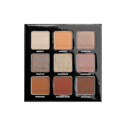 Sigma Beauty On-the-Go Eyeshadow Palette - Fiery - 9 Bold Eyeshadow Shades in Matte, Shimmer and Metalic Finishes - Highly Pigmented Vegan Eye Makeup Palette - Clean Beauty Products-Velvo Beauty