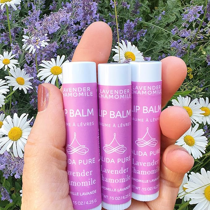 Vegan Lip Balm by PURE + SIMPLE Lavender Chamomile Lip Balm Collection, Cruelty Free Chapstick, Moisturize Dry, ed, or Chapped, Lips, 5 Tube Set.-Velvo Beauty