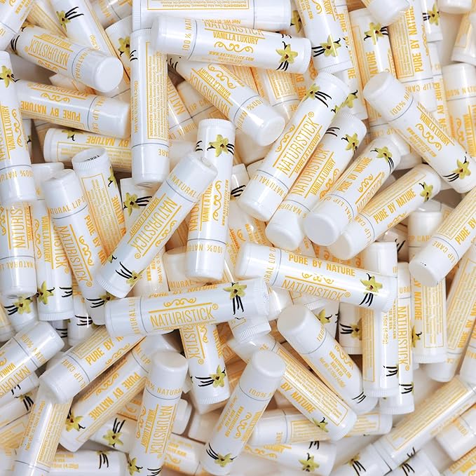 150-Pack Lip Balm in Bulk by Naturistick. Vanilla Scent. 100% Natural Ingredients. Best Beeswax Chapstick for Dry, Chapped Lips. Made in USA-Velvo Beauty