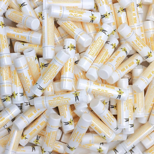 150-Pack Lip Balm in Bulk by Naturistick. Vanilla Scent. 100% Natural Ingredients. Best Beeswax Chapstick for Dry, Chapped Lips. Made in USA-Velvo Beauty