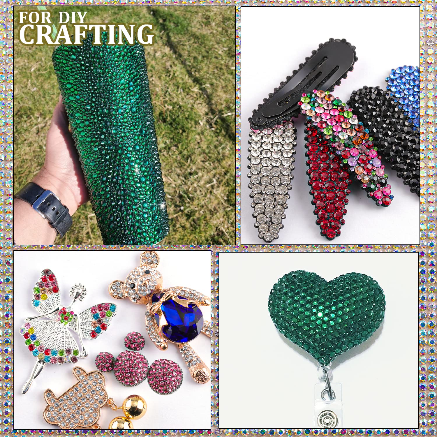 Two Packs of Flatback Rhinestones 4520 Pcs Colorful Nail Art Rhinestones Flatback Crystal Colorful+Dark Green Rhinestone with Picker Pencil and Tweezer for Nail Art and Decoration-Velvo Beauty