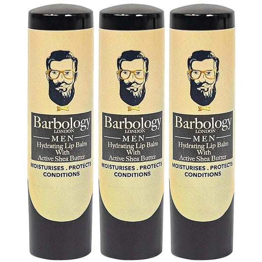 Men's Moisturizing Lip Balm for Chapped Lips with Organic Moroccan Argan Oil, Lightweight Formula Leaves Zero Residue, 0.17oz (Pack of 3)-Velvo Beauty