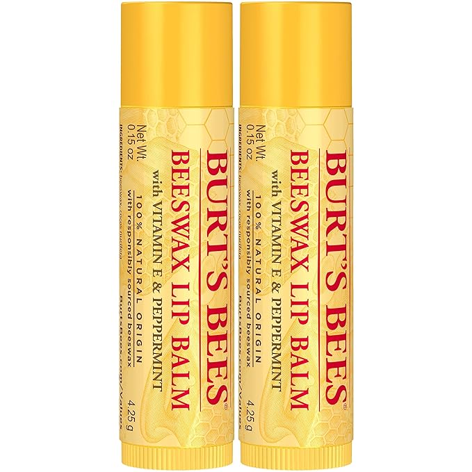 Burt's Bees Lip Balm Easter Basket Stuffers - Original Beeswax, Lip Moisturizer With Responsibly Sourced Beeswax, Tint-Free, Natural Conditioning Lip Treatment, 2 Tubes, 0.15 oz. (Pack of 2)-Velvo Beauty