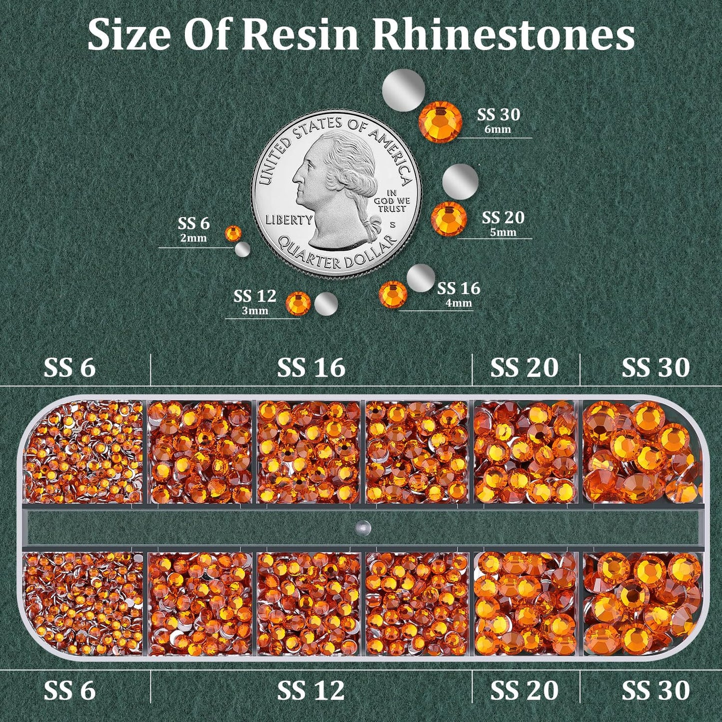 Resin Rhinestones for Crafting with B7000 Jewelry Glue, 1 Box Orange Flatback Crystals with 3Pcs 10ml Glue for Bedazzling Crafts DIY Nail Art Makeup，Non Hotfix Gems for Clothing Shoes-Velvo Beauty