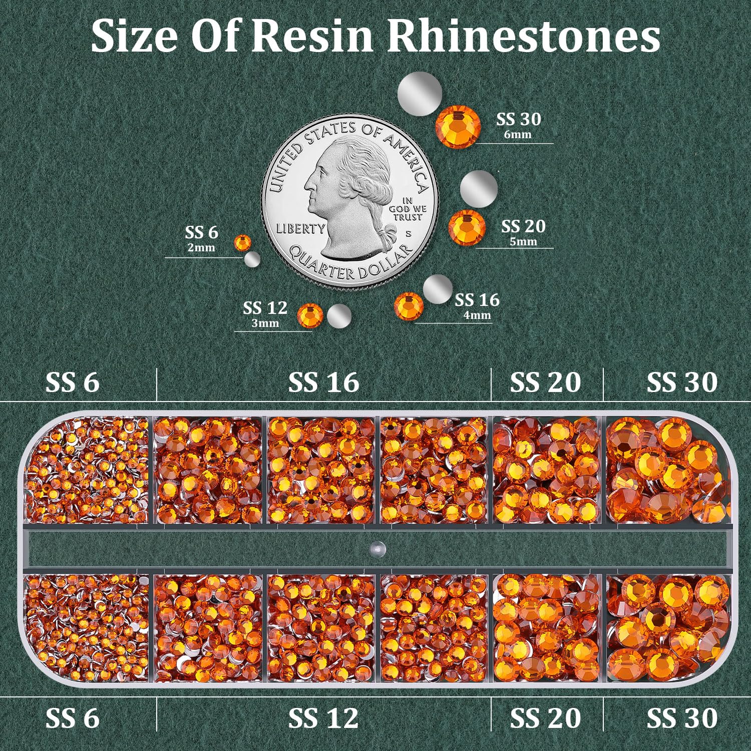 Resin Rhinestones for Crafting with B7000 Jewelry Glue, 1 Box Orange Flatback Crystals with 3Pcs 10ml Glue for Bedazzling Crafts DIY Nail Art Makeup，Non Hotfix Gems for Clothing Shoes-Velvo Beauty