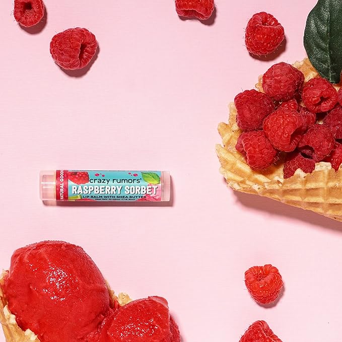 Crazy Rumors Raspberry Sorbet Lip Balm. 100% Natural, Vegan, Plant-Based, Made in USA (1-Pack)-Velvo Beauty