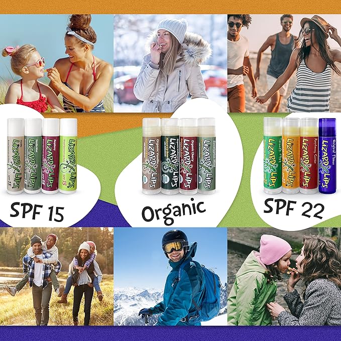 Lizard Lips SPF 15 Lip Balm (4 Flavor Variety)-Velvo Beauty