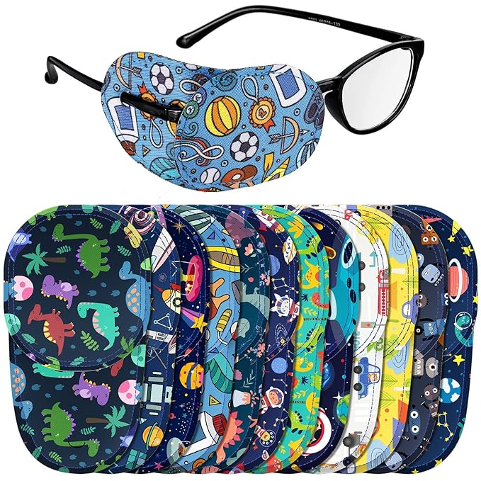 Newcotte 12 Pcs Eye Patch for Kids Girls Boys Reusable Eye Patch for Glasses over the Lens Colorful Eye Patch Toddler Eye Patch Adorable Kids Eye Patches Assorted Eye Patch Cover (Fresh)-Velvo Beauty