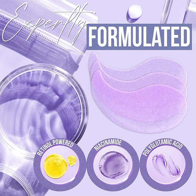 DIAMOND GAZE Under Eye Patches 28 Pairs, Rejuvenate Eye Area, Soothing Hydrate Brighten Skin, Plumps Fine Lines, Hydrogel Eye Mask with Retinol, Niacinamide and Polyglutamic Acid, Eye Gel Pads-Velvo Beauty